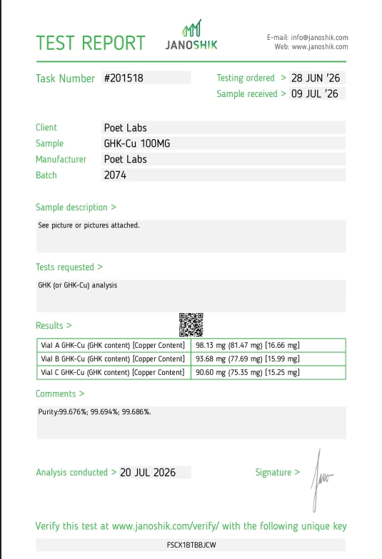 Certificate of Analysis preview