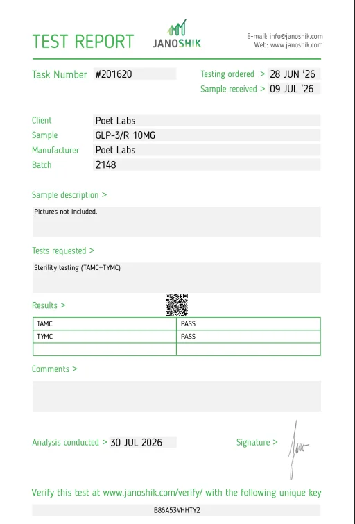 Certificate of Analysis preview