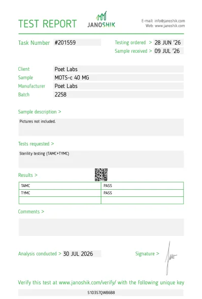 Certificate of Analysis preview